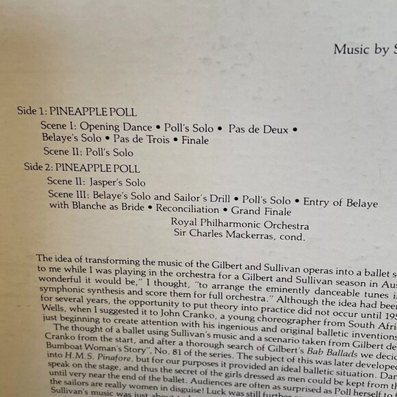 Sir Arthur Sullivan Pineapple Poll (Vinyl, 1980) Arabesque Recordings 8016 VG+ - Picture 4 of 10